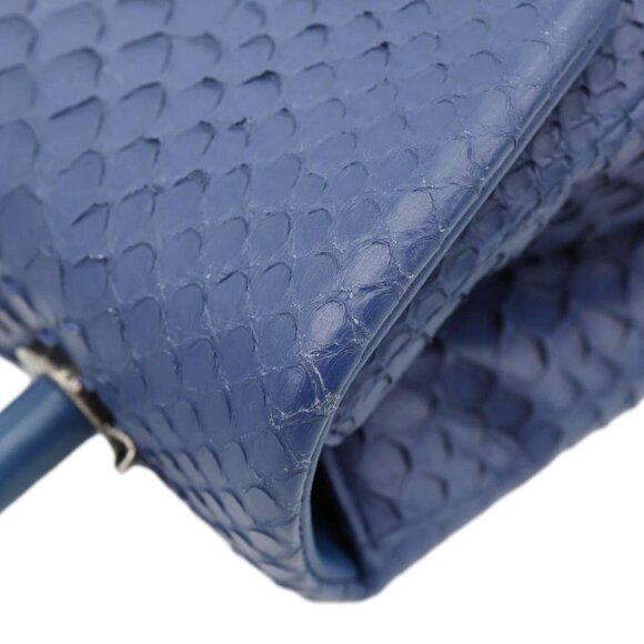 Chanel  Coco Handle Flap Python Leather Shoulder Bag Blue - Picture 6 of 11